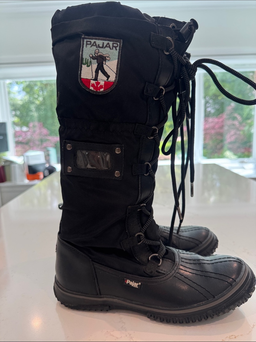 Pajar Black Tall Lace-Up Snow Boots